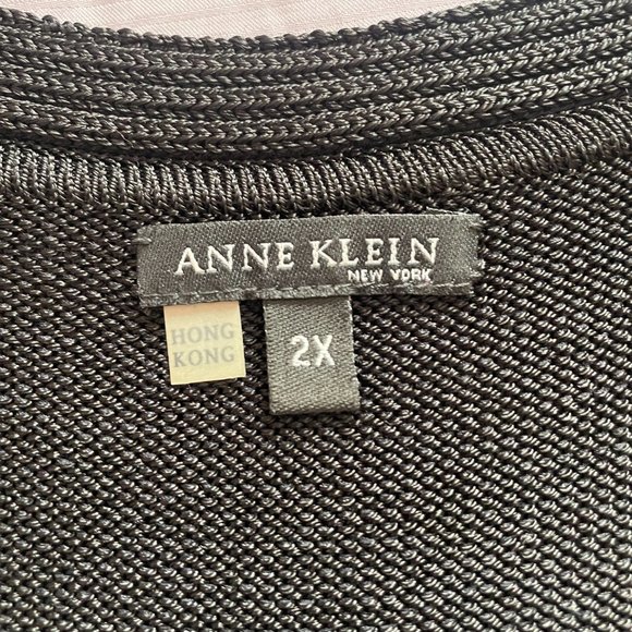 Black Anne Klein Cardigan + Tank Set, Plus Size (2X) - Picture 6 of 6